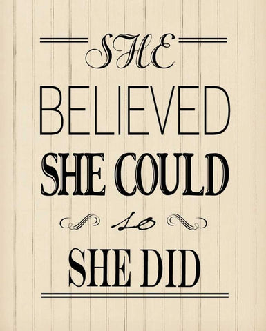 She Believed Wood Black Ornate Wood Framed Art Print with Double Matting by Moulton, Jo