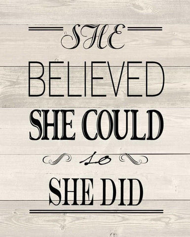 She Believed Wood Vintage White Modern Wood Framed Art Print with Double Matting by Moulton, Jo