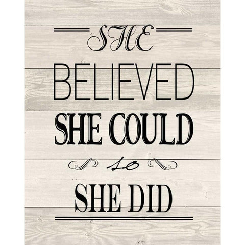 She Believed Wood Vintage White Modern Wood Framed Art Print by Moulton, Jo