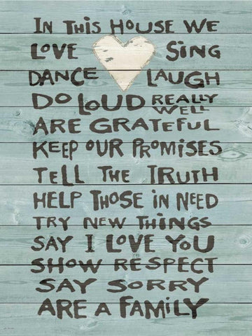 House Heart Rules White Modern Wood Framed Art Print with Double Matting by Moulton, Jo