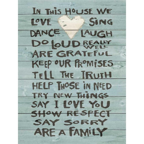 House Heart Rules Black Modern Wood Framed Art Print by Moulton, Jo