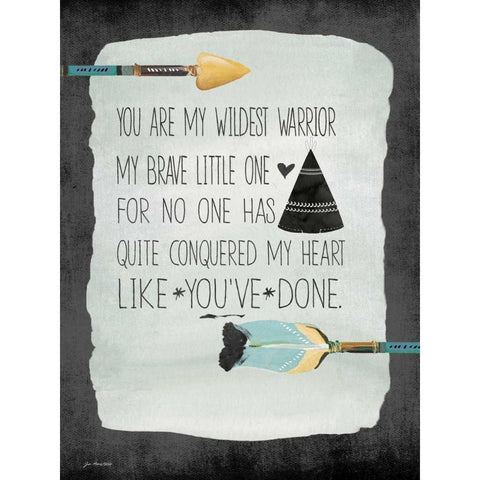 Brave Warrior Black Modern Wood Framed Art Print by Moulton, Jo