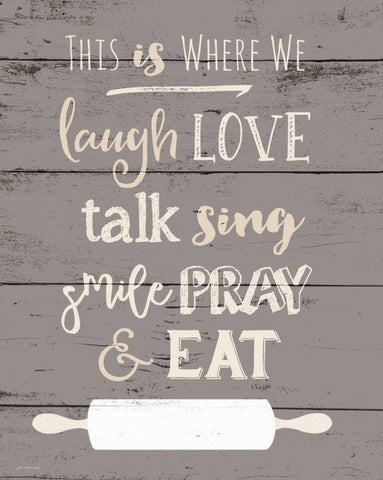 This is Where We Eat White Modern Wood Framed Art Print with Double Matting by Moulton, Jo