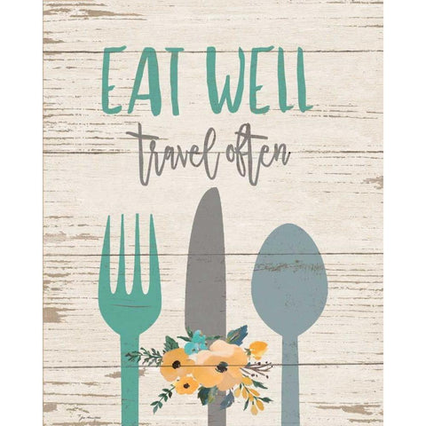 Eat Well Black Modern Wood Framed Art Print with Double Matting by Moulton, Jo