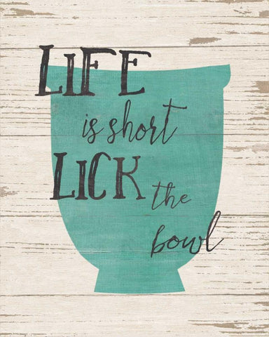 Lick the Bowl White Modern Wood Framed Art Print with Double Matting by Moulton, Jo