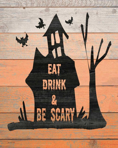 Eat, Drink and Be Scary Black Ornate Wood Framed Art Print with Double Matting by Moulton, Jo
