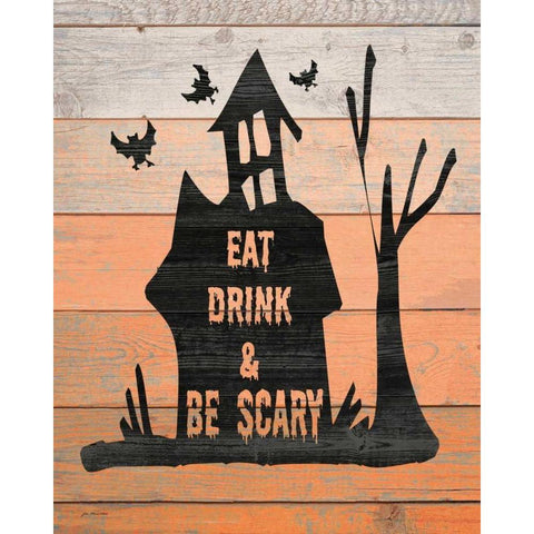 Eat, Drink and Be Scary White Modern Wood Framed Art Print by Moulton, Jo