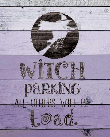 Witch Parking White Modern Wood Framed Art Print with Double Matting by Moulton, Jo