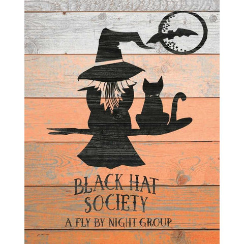 Black Hat Society Black Modern Wood Framed Art Print with Double Matting by Moulton, Jo