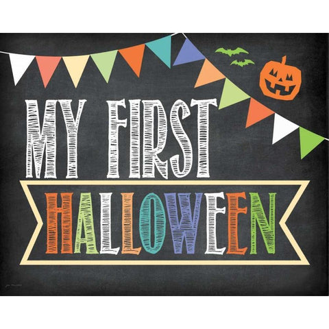 First Halloween Photo Prop White Modern Wood Framed Art Print by Moulton, Jo