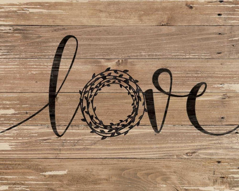 Love Wreath White Modern Wood Framed Art Print with Double Matting by Moulton, Jo