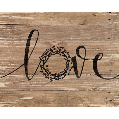 Love Wreath Black Modern Wood Framed Art Print with Double Matting by Moulton, Jo