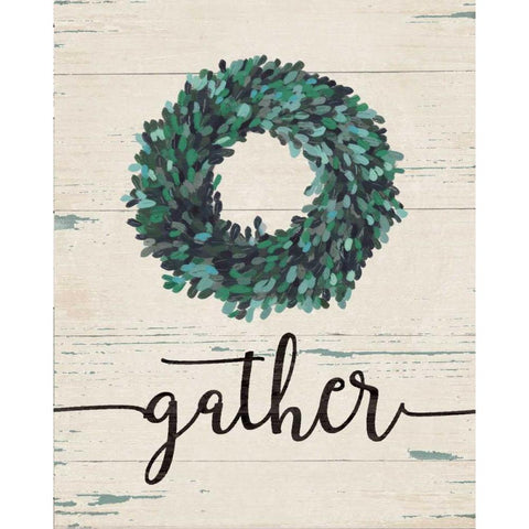 Gather Wreath Black Modern Wood Framed Art Print with Double Matting by Moulton, Jo