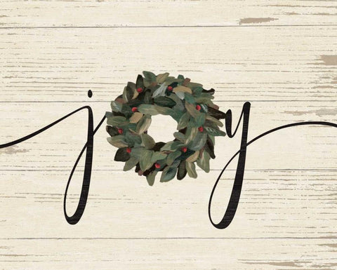 Joy Wreath Black Ornate Wood Framed Art Print with Double Matting by Moulton, Jo