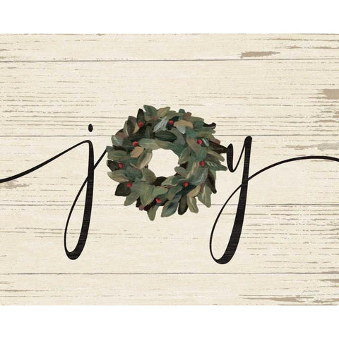 Joy Wreath Black Modern Wood Framed Art Print with Double Matting by Moulton, Jo