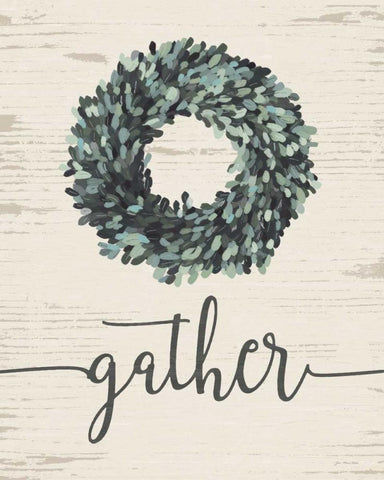 Gather Wreath White Modern Wood Framed Art Print with Double Matting by Moulton, Jo