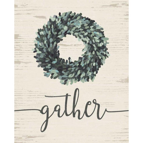 Gather Wreath Black Modern Wood Framed Art Print with Double Matting by Moulton, Jo