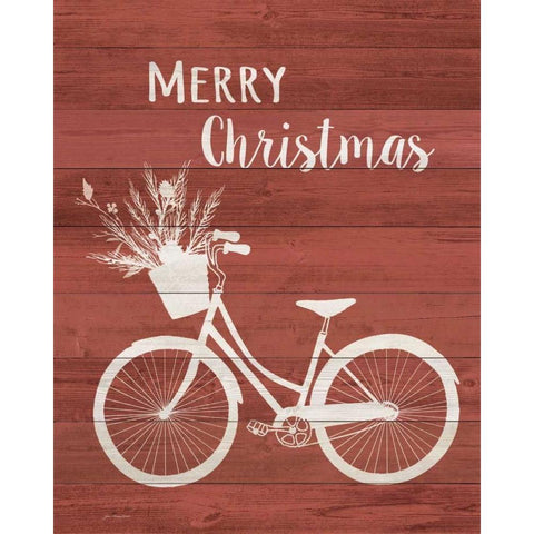 Merry Christmas Bike Black Modern Wood Framed Art Print by Moulton, Jo
