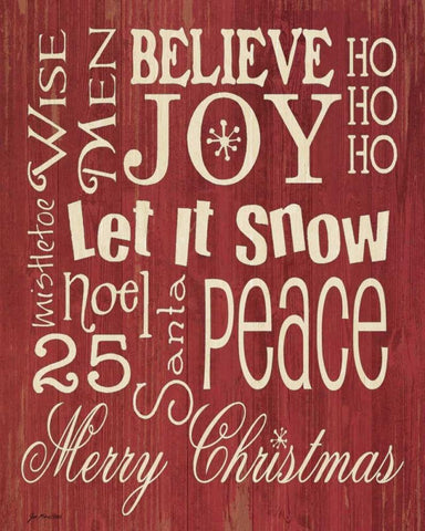 Merry Christmas Typography Black Ornate Wood Framed Art Print with Double Matting by Moulton, Jo