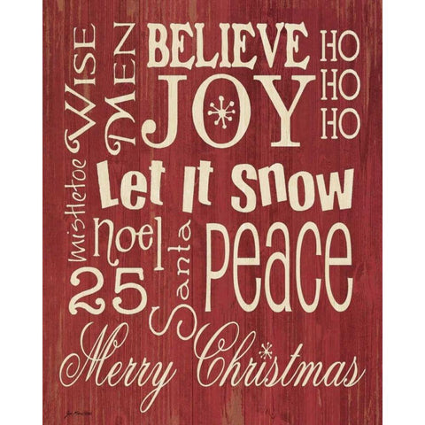 Merry Christmas Typography Gold Ornate Wood Framed Art Print with Double Matting by Moulton, Jo