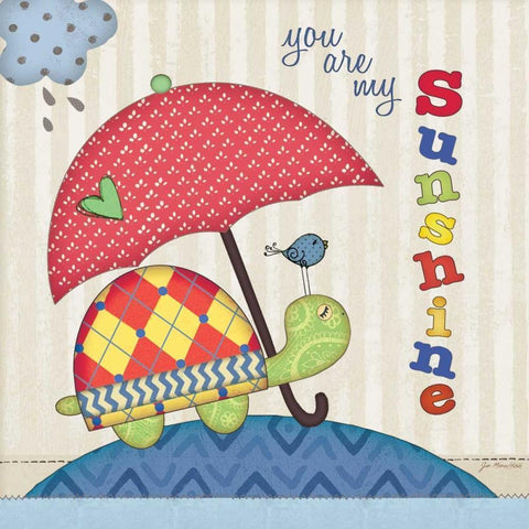 Sunshine Turtle White Modern Wood Framed Art Print by Moulton, Jo