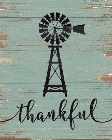 Thankful Windmill White Modern Wood Framed Art Print with Double Matting by Moulton, Jo