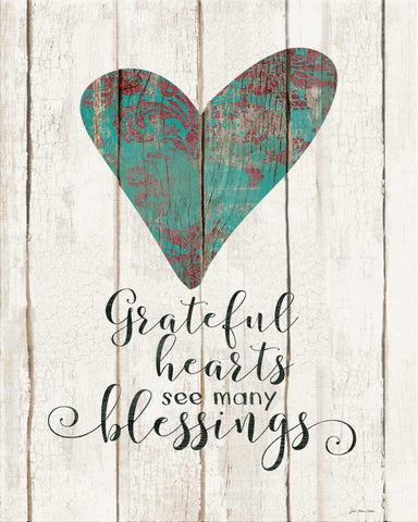 Grateful Hearts Black Ornate Wood Framed Art Print with Double Matting by Moulton, Jo