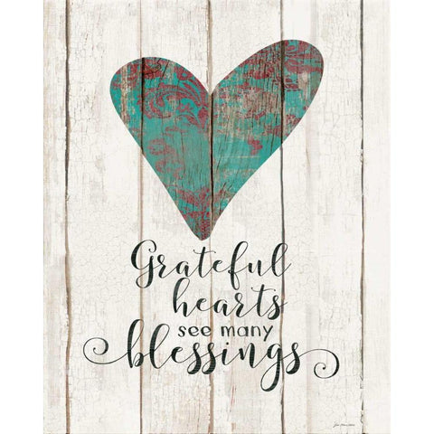 Grateful Hearts Black Modern Wood Framed Art Print by Moulton, Jo