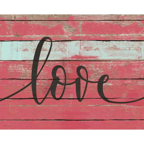 Love Script White Modern Wood Framed Art Print by Moulton, Jo