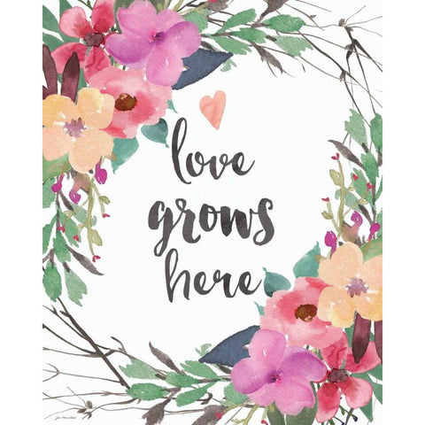 Love Grows Here Gold Ornate Wood Framed Art Print with Double Matting by Moulton, Jo