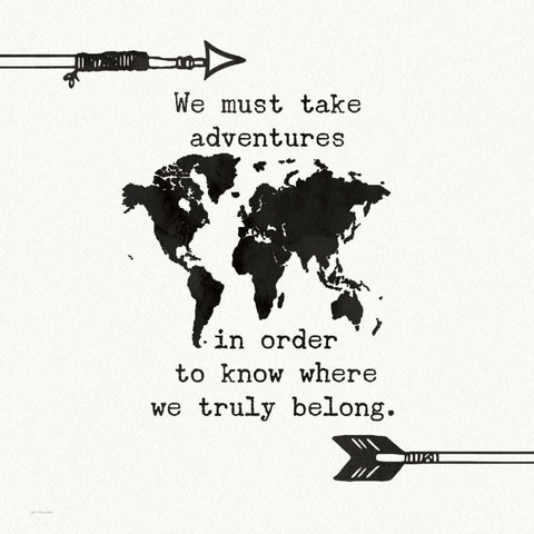 Adventures Map White Modern Wood Framed Art Print by Moulton, Jo