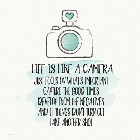 Life is Like a Camera White Modern Wood Framed Art Print with Double Matting by Moulton, Jo