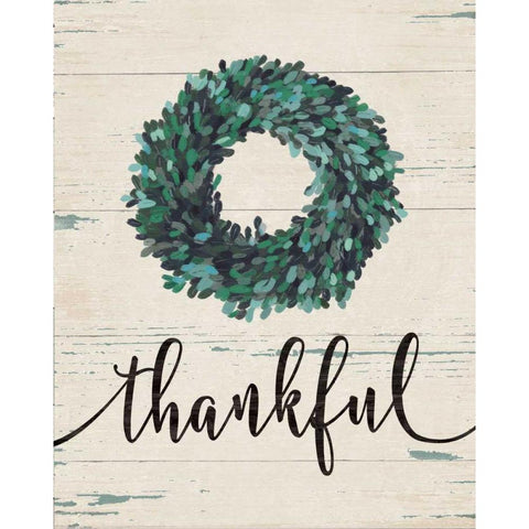 Thankful Wreath White Modern Wood Framed Art Print by Moulton, Jo