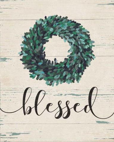 Blessed Wreath Black Ornate Wood Framed Art Print with Double Matting by Moulton, Jo