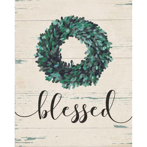 Blessed Wreath Black Modern Wood Framed Art Print by Moulton, Jo