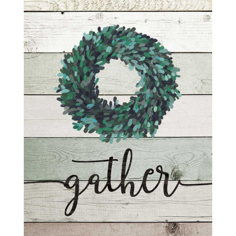 Gather Wreath II Black Modern Wood Framed Art Print with Double Matting by Moulton, Jo
