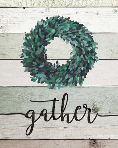 Gather Wreath II White Modern Wood Framed Art Print with Double Matting by Moulton, Jo