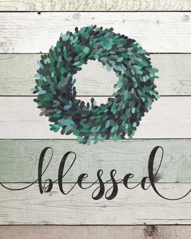 Blessed Wreath II White Modern Wood Framed Art Print with Double Matting by Moulton, Jo