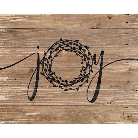 Joy Rustic Wreath Gold Ornate Wood Framed Art Print with Double Matting by Moulton, Jo