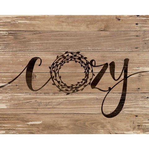 Cozy Rustic Wreath Black Modern Wood Framed Art Print by Moulton, Jo