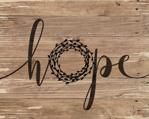 Hope Rustic Wreath Black Ornate Wood Framed Art Print with Double Matting by Moulton, Jo