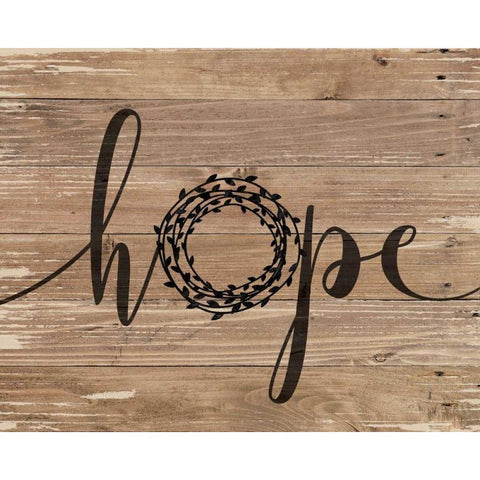 Hope Rustic Wreath Black Modern Wood Framed Art Print by Moulton, Jo