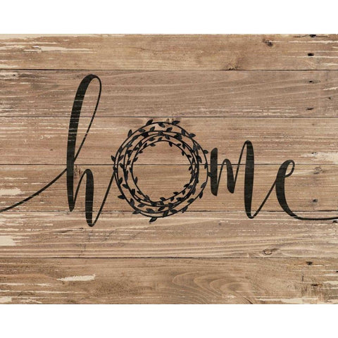 Home Rustic Wreath Black Modern Wood Framed Art Print by Moulton, Jo