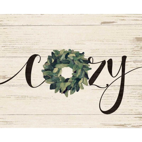 Cozy Wreath Black Modern Wood Framed Art Print by Moulton, Jo