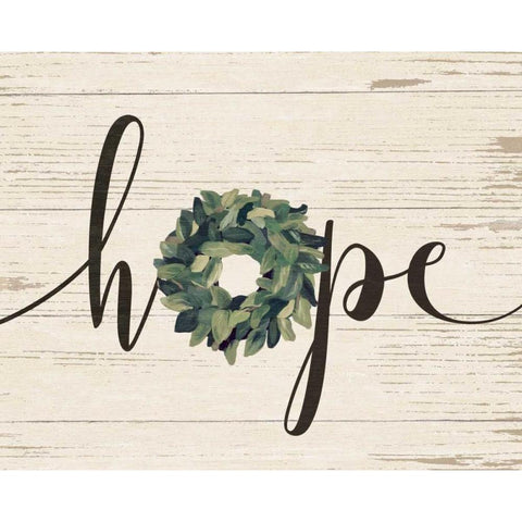 Hope Wreath Black Modern Wood Framed Art Print with Double Matting by Moulton, Jo
