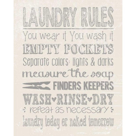 Laundry Rules White Modern Wood Framed Art Print by Moulton, Jo