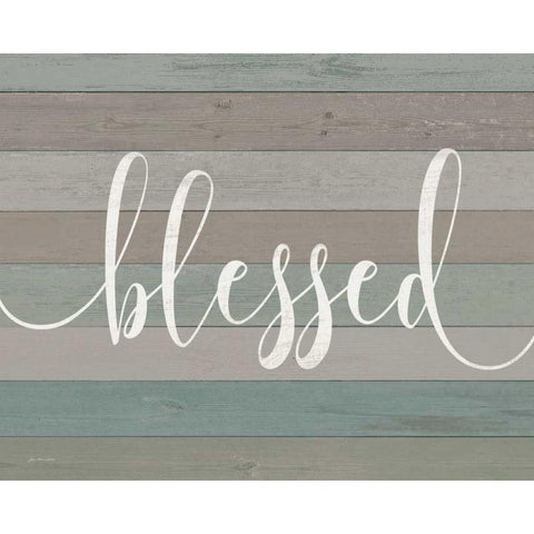 Rustic Blessed Script Gold Ornate Wood Framed Art Print with Double Matting by Moulton, Jo