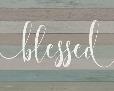 Rustic Blessed Script Black Ornate Wood Framed Art Print with Double Matting by Moulton, Jo