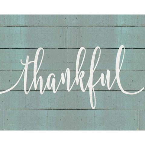 Rustic Thankful Script Black Modern Wood Framed Art Print with Double Matting by Moulton, Jo
