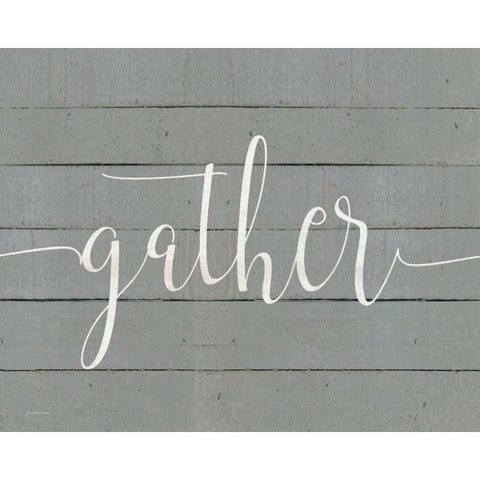 Rustic Gather Script White Modern Wood Framed Art Print by Moulton, Jo